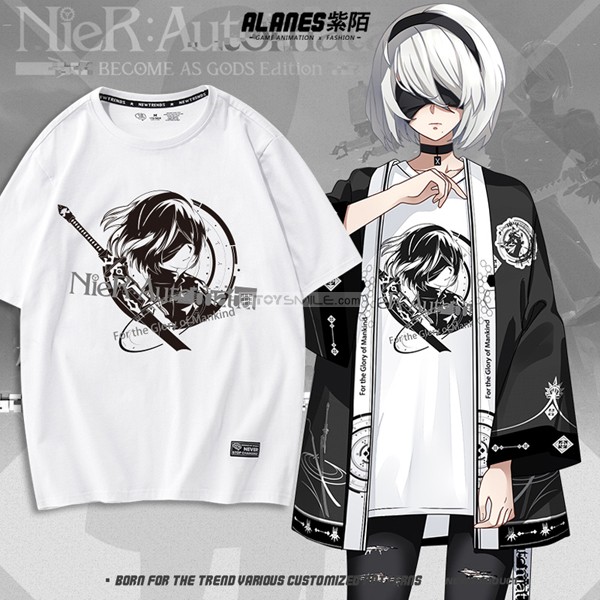 MOE 2B NieR Automata Anime T-Shirt Printing Men Tops, Milk Protein